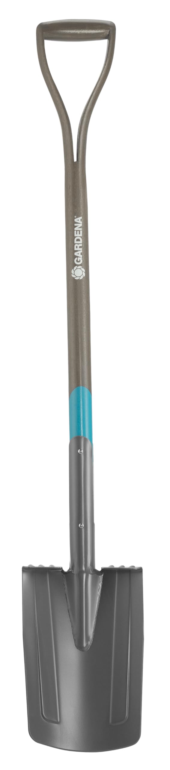 Gardena NatureLine Pointed Spade, Coated Garden Spade for Turning Over and Removing Soil, Safe Foot Rest, FSC-Certified Ashwoo D-Handle