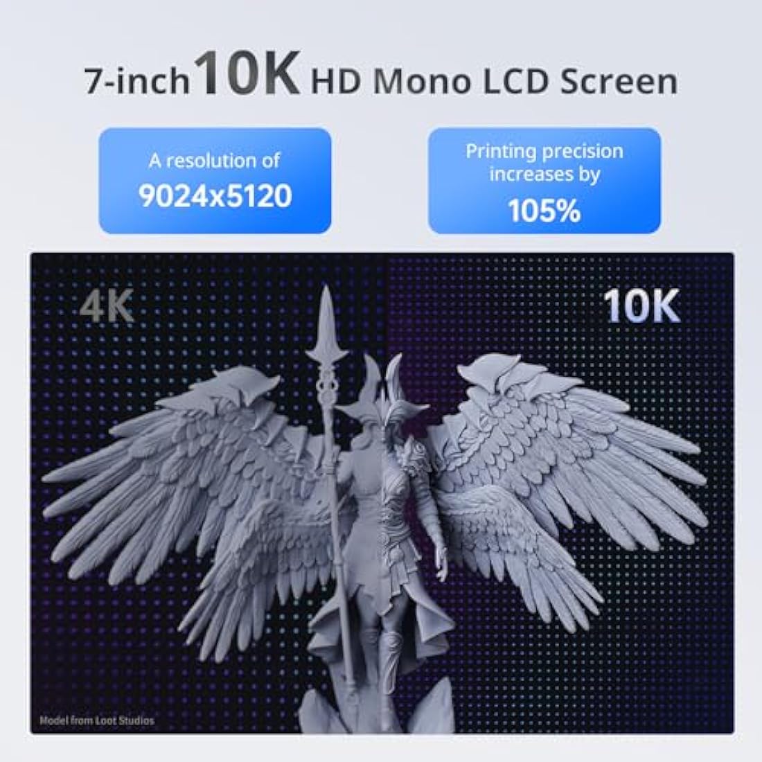 ANYCUBIC Photon Mono 4 Resin 3D Printer, 7'' 10K Mono LCD Screen Resin Printer with Upgraded LighTurbo Matrix and Printing Platform, Large Printing Size of 6.04''x3.42''x6.49''