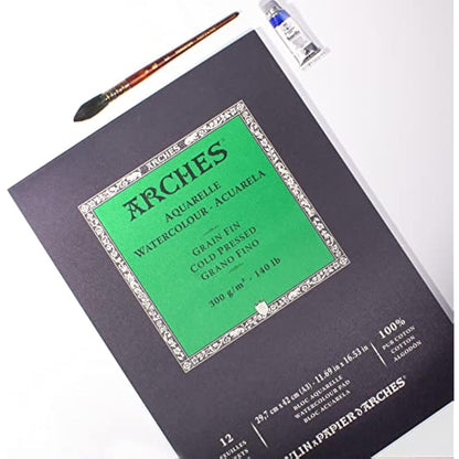 ARCHES Watercolour Pad, 300 GSM, Cold Pressed, A3 (29.7 x 42 cm), Wood, White, 29.7 x 42 x 1 cm