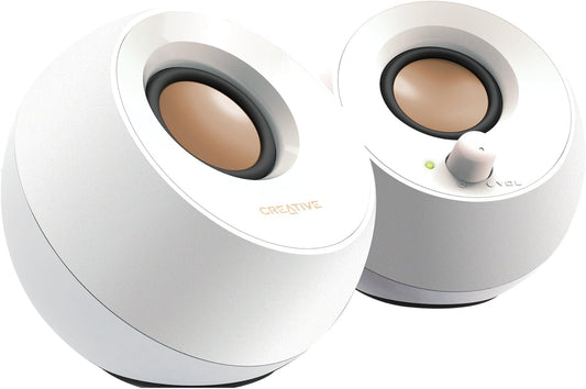 Creative Pebble Modern 2.0 USB powered Compact Speaker Sound System with Clear Sound for Computer, PC, Laptop, Mac - White
