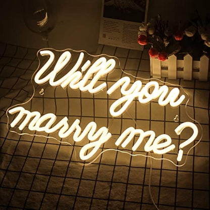wanxing Will You Marry Me Neon Sign for Wall Decor Wedding LED Letters Neon Sign Powered by USB Light Sign for Proposal Decorations Wedding Party Valentines Day Girlfriend(Warm)