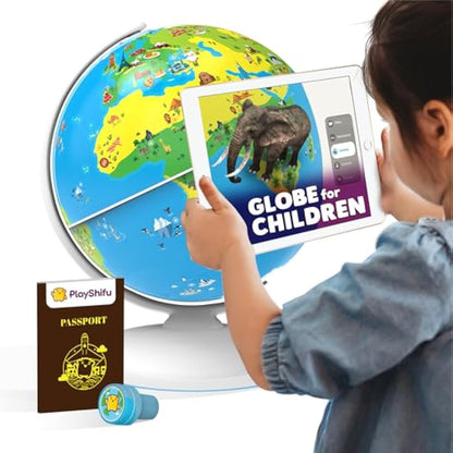 PlayShifu Educational Globe for Kids, Orboot Earth (Globe + App) Interactive AR World Globe, 400 Wonders, 1000+ Facts, STEM Toy Gifts for Kids 4-10 Years, No Borders, No Names on Orboot Globe