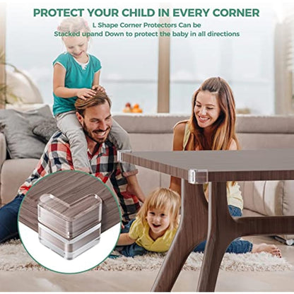 Peakally Corner Protectors for Baby 30 Pack, Thick Table Furniture Edge Protectors with Strong Adhesion, Table Corner Guard & Edge Safety Bumpers Clear
