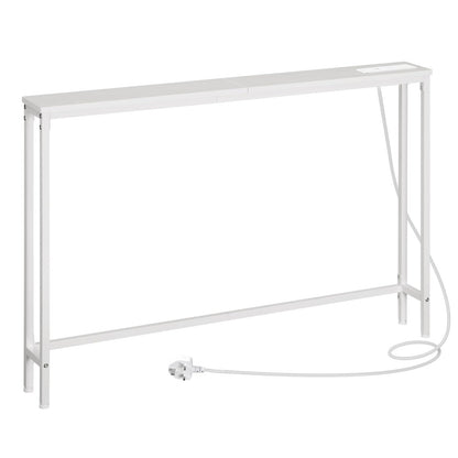 HOOBRO Console Table with Charging Station, 120 cm Slim Console Table for Hallway, Behind Sofa Table, for Entryway, Living Room, Small Spaces