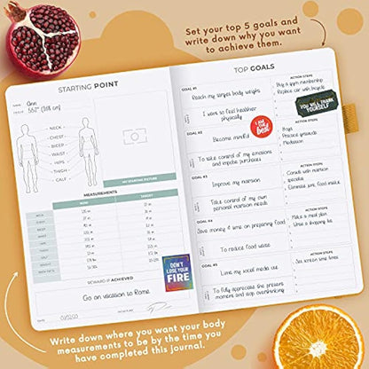 Clever Fox Wellness Journal – Weekly & Daily Health and Wellness Log, Food Journal & Meal Planner Diary for Calorie Counting, A5 (Amber Yellow)