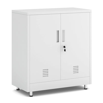 JINGUR Metal Storage Cupboard with Locking Doors and Adjustable Shelf, Small Lockable Sideboard Buffet Cabinet for Home Office Hallway Entryway