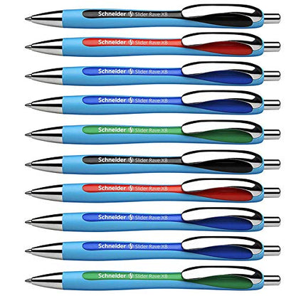 Schneider XB Ballpoint Pen (Stroke Width XB Permanent Refill, Made in Germany), 10 Stück, assorted colours