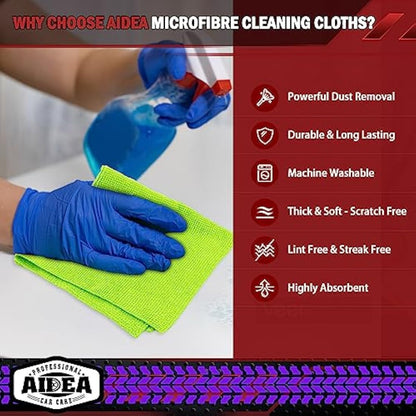 AIDEA Microfibre Cloths 100 Pack, Ultral Absorbent Lint-Free Washcloths Microfiber Cleaning Rags, All-Purpose Washable Car Cloth Wipes for Detailing, Office, Household Cleaning,30X30CM