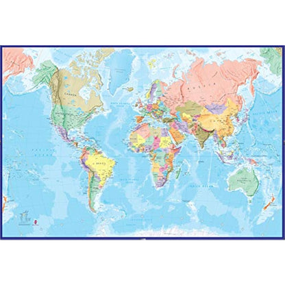 Maps International - Giant World Map Mural - Mega-Map Of The World - 232 x 158 - Blue Ocean