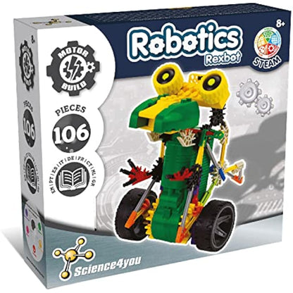 Science4you Robotics Rexbot - Robot Building Toy for Kids Age 8-14, Kit with 106 pieces to Build Your Own Robot and Make it Move, Science Kit and STEM Toy for Kids 8+ years old