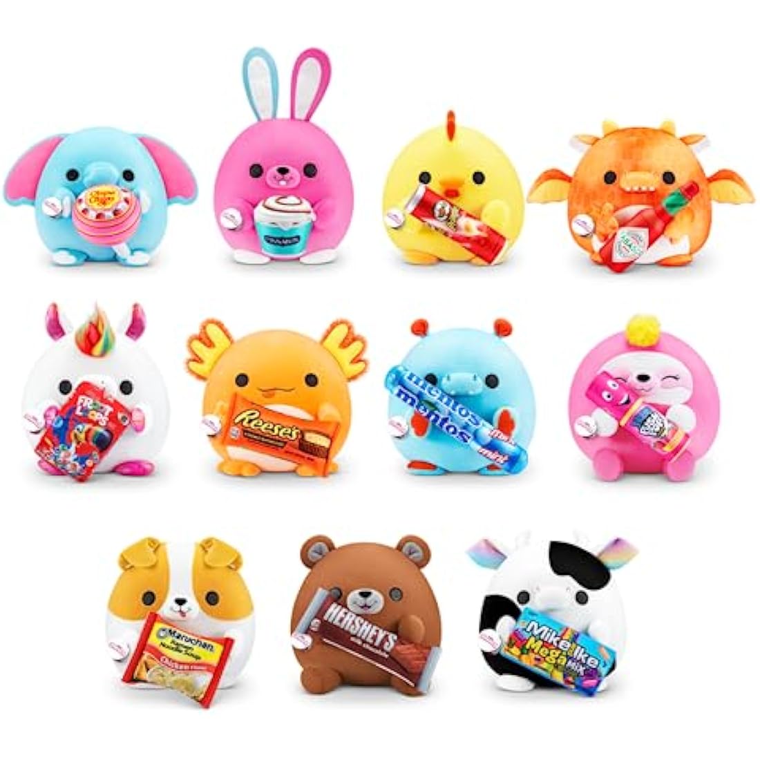 Snackles Series 1 Cow (Mike and Ike), Surprise Medium Plush, Ultra Soft Plush, 28 cm, Collectible Plush with Real Brands (Cow)