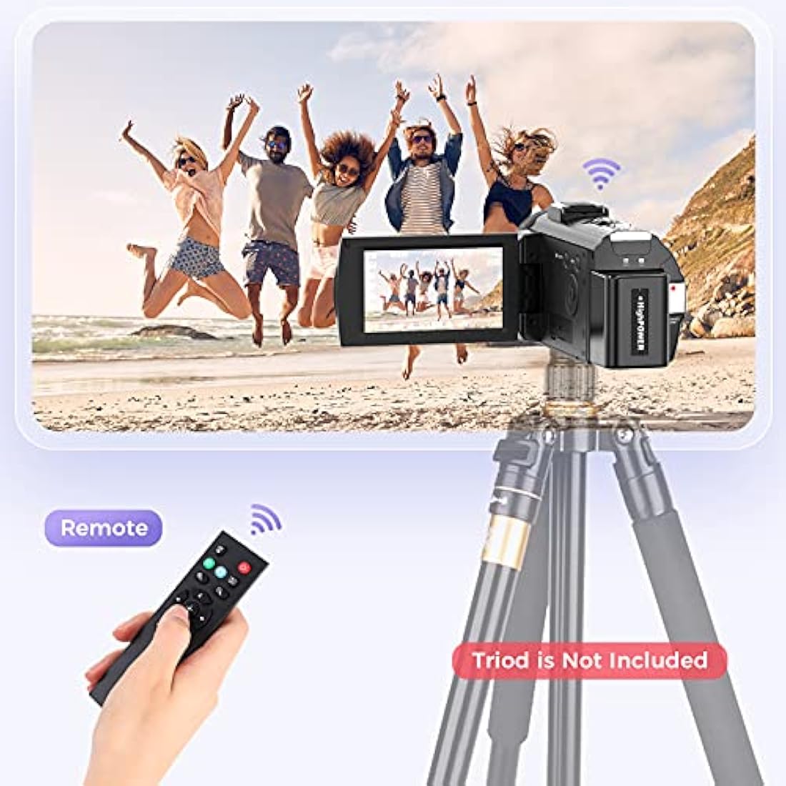 Sunscien Video Camera Camcorder, Full HD 1080P Digital YouTube Vlogging Camera Recorder,Video Camera 30FPS 3.0 Inch LCD 270 Rotatable Degrees IPS Screen with Remote Control 2 Batteries
