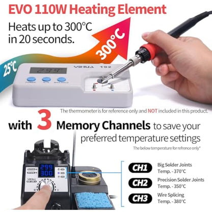 YIHUA 926LED-IV EVO 110W Soldering Station 90~480°C Soldering Kit with 4 Helping Hands, 1 Magnifier with LED, Solder Wire Dispenser, 3 Extra Soldering Tips, 35g Lead-Free Solder Wire(UK Plug)