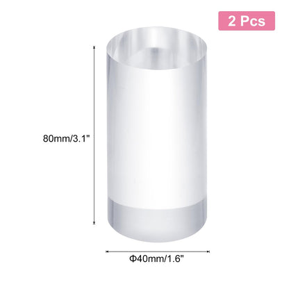 sourcing map 2pcs Acrylic Cylinder Display Blocks, 40 x 80 mm/1.6" x 3.1" Clear Jewelry Display Base Polished Cube Riser Stand Display Holder Base