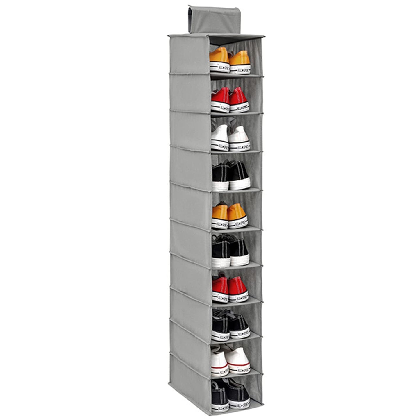 Hanging Shoe Organizer 10-Shelf Shoes Storage for Wardrobe Non-woven Collapsible Hanging Shoe Rack Slim Wardrobe Shoe Storage Organiser Foldable