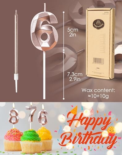 Rose Gold 21st Birthday Candles Set Number 21 Candle with Rose Gold Long Candles Birthday Candles for Cake Birthday Candle, Cake Candles Cake Topper Decorations for Birthday Party Wedding Anniversary