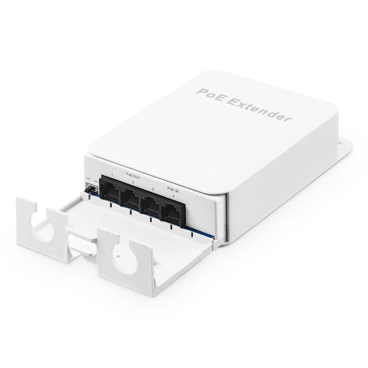 Outdoor PoE Passthrough Switch - 1 In 3 Out Extender, IEEE802.3af/at Powered, 100Mbps Ethernet, Wall Mount Waterproof Plug and Play