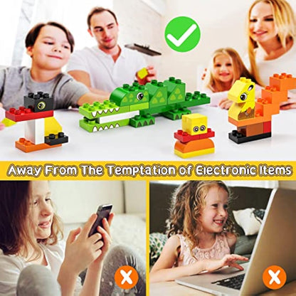burgkidz Big Building Blocks, 135 Pieces Classic Large Size Toddler Creative Building Bricks, Compatible Block Construction Toys with Storage Bucket, Educational Gift for Boys Girls 3+