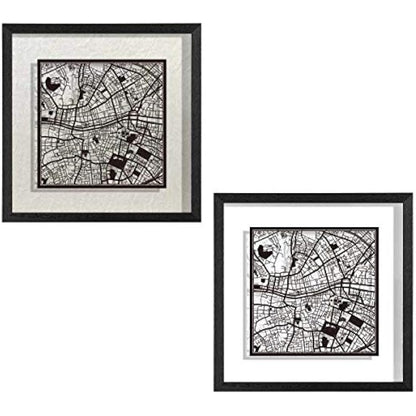 O3 DESIGN STUDIO Dublin Marco de Papel para mapas, Black map, Black frame, 9x9 inches, Gift Boxed, 2 background color, self-changing, Paper Art