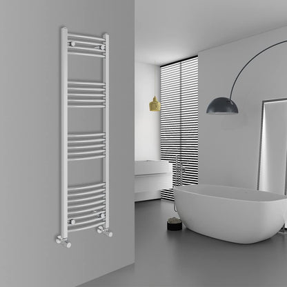 Warmehaus Modern Bathroom Heated Towel Rail 1400x400mm Curved Chrome