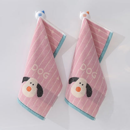 ISABELLA MOON 2PCS Children's Facial Towel, Kids Washcloth Towels, Cotton Kids Face Towels, Cute Kitty dog Hand Towel Set