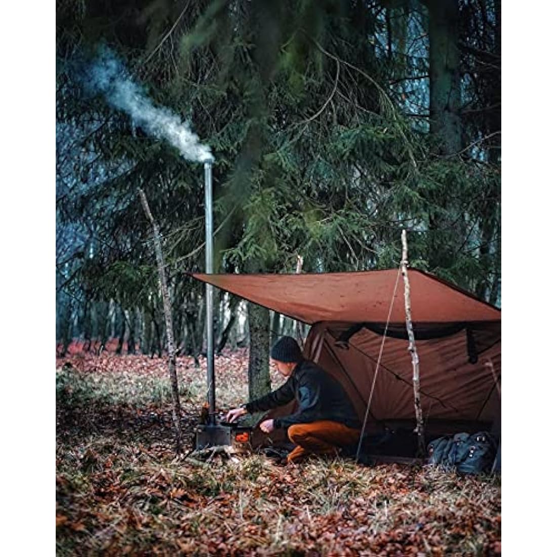 OneTigris Backwoods Bungalow Ultralight Bushcraft Shelter 2.0, Backpacking Tent with Canopy 2 Person Waterproof Ripstop
