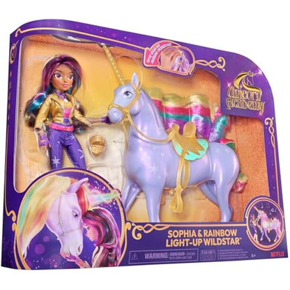 Unicorn Academy, Sophia & Interactive Rainbow Light-up Wildstar Unicorn Toy with Lights, Sounds and Music, Dolls and Unicorn Toys for Girls Aged 4 and up