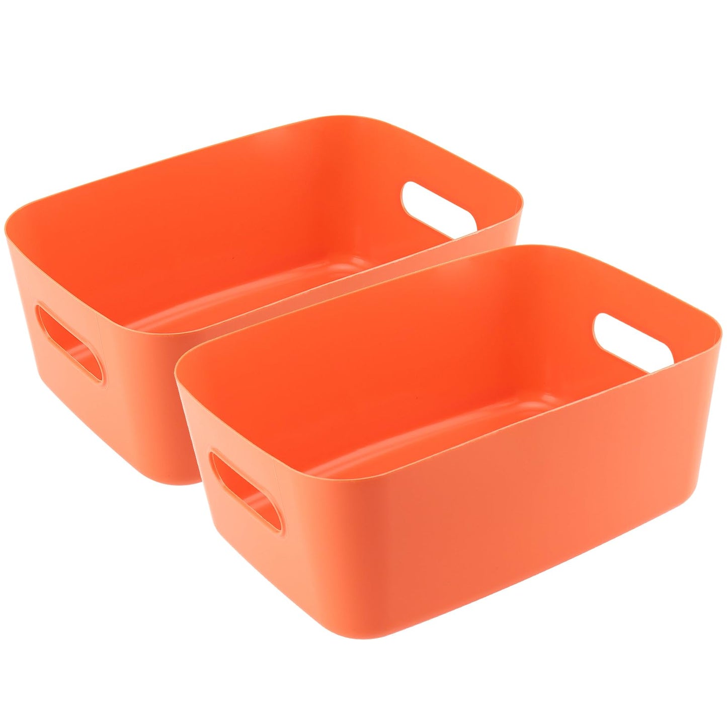 JEUIHAU 6 Pack 30 x 20 x 12cm Orange Plastic Studio Storage Baskets, Cupboard Storage Boxes, Rectangular Studio Storage Baskets with Handles