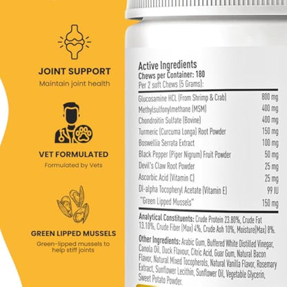 iKarmel Joint Supplements for Dogs | Hip and Joint Care | with Glucosamine, Chondroitin, and Green-Lipped Mussels | Puppy to Senior Dog Treats for Stiff Joints (270 Chews)