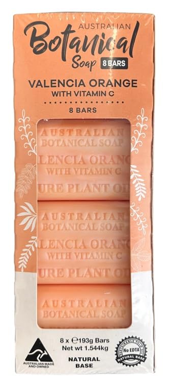 / 8 bars/Australian Botanical Valencia Orange Soap with Vitamin C, Natural Base, 8 Bars, 193g Each