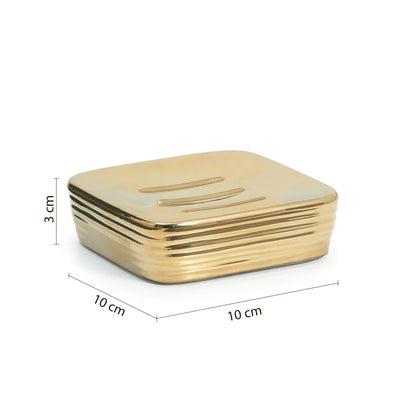 Gedy 4-Piece Bathroom Sets, Ceramic, Gold, Kelly Bathroom Accessory Set including Soap Dish, Toothbrush Holder, Textured Finish