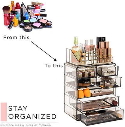 Sorbus Acrylic Cosmetic Jewelry Storage Box Spacious Design Ideal for Bathroom, Dresser, Dressing Table and Countertop