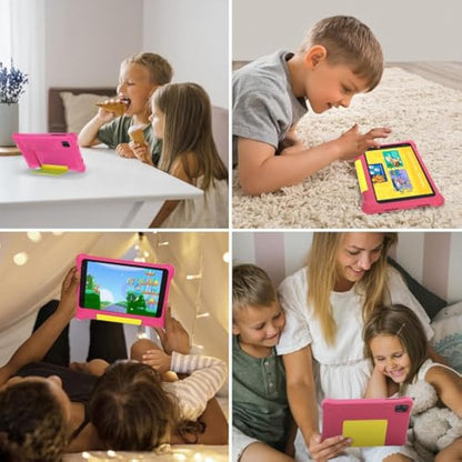 Ainmel Kids Tablet 7 inch, Android 13 Tablets for Kid, 5GB RAM+32GB ROM 128GB Expand, Parental Control, Kids Software Pre-Installed, Dual Camera, Android Learning Tablet with Proof Case (Pink)