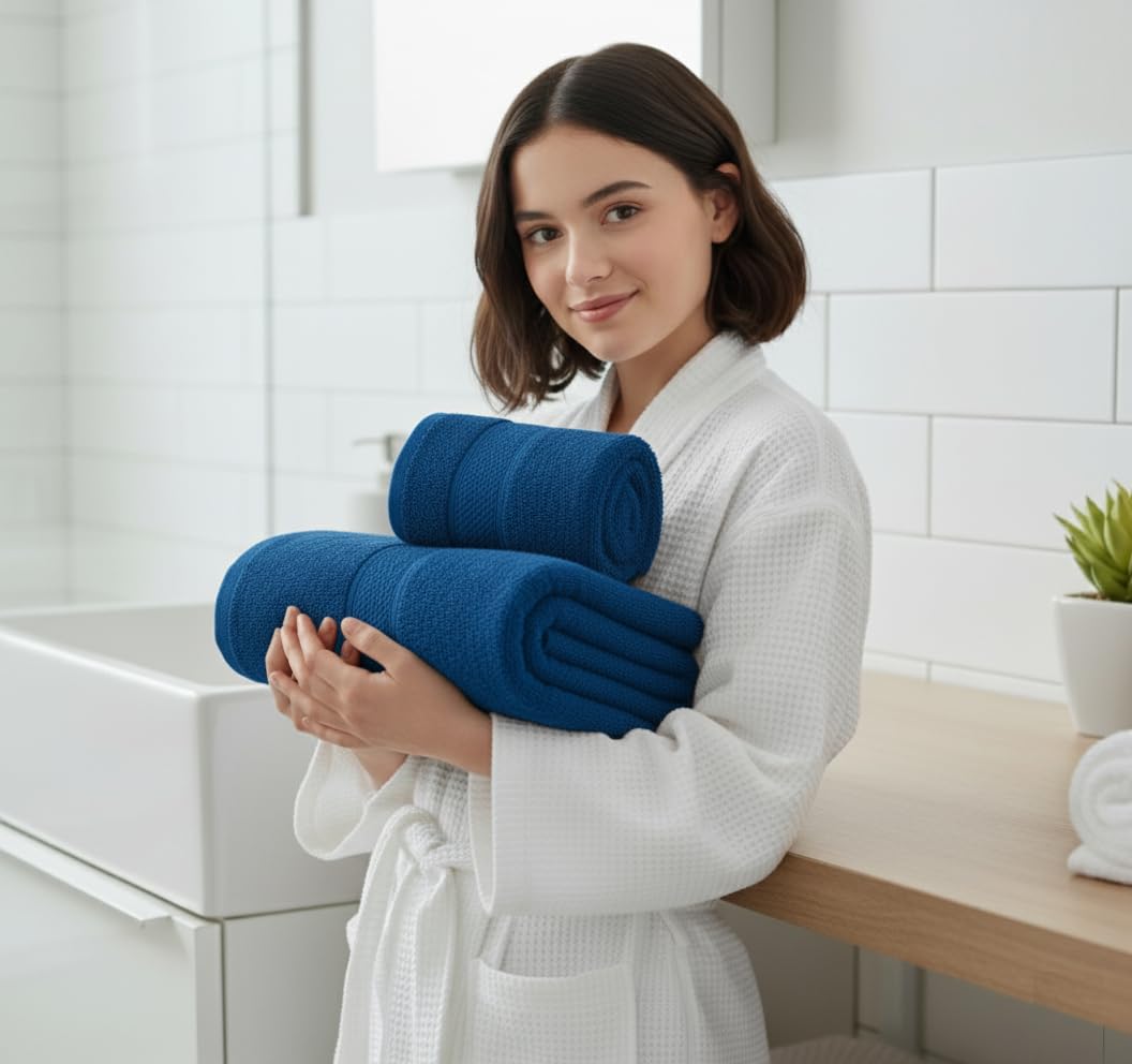 UK furniture Premium Jumbo Bath Sheets (90 x 150 cm-2 Pack) 100% Egyptian Cotton Super Absorbent Extra Large Bath Sheet Quick Dry Hotel Quality
