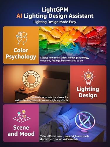 Lepro TB1 AI Table Lamp, Smart LED Lamp with Music Sync, AI Lighting Design Assistant, Colour Changing Smart Table Lamp, Voice Cotrol, Works with Alexa & Google Assistant, Bluetooth & 2.4GHz WiFi