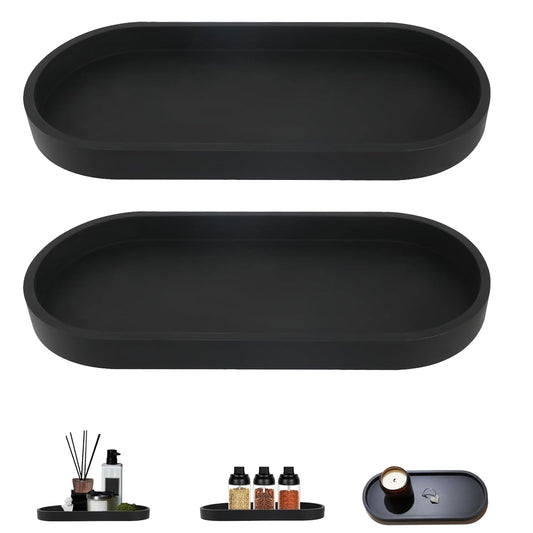 XINSUO? 2 Pieces Oval Shatterproof Bathroom Tray,Trays for Cosmetics,Silica Vanity Tray,For Small Cosmetics,candles,Easy to clean and