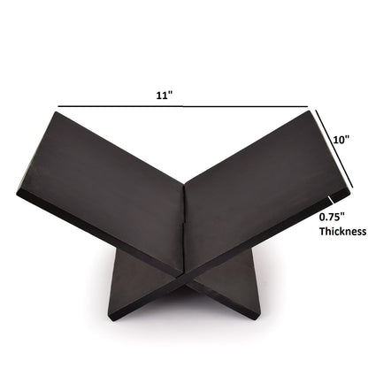 Indus Lifespace Book Stands Mango Wood Cross Frame Black Wooden Book Holder, for Magazine, Art Book, Cook Book, Bible, Quran (11" x 10" x 0.75")