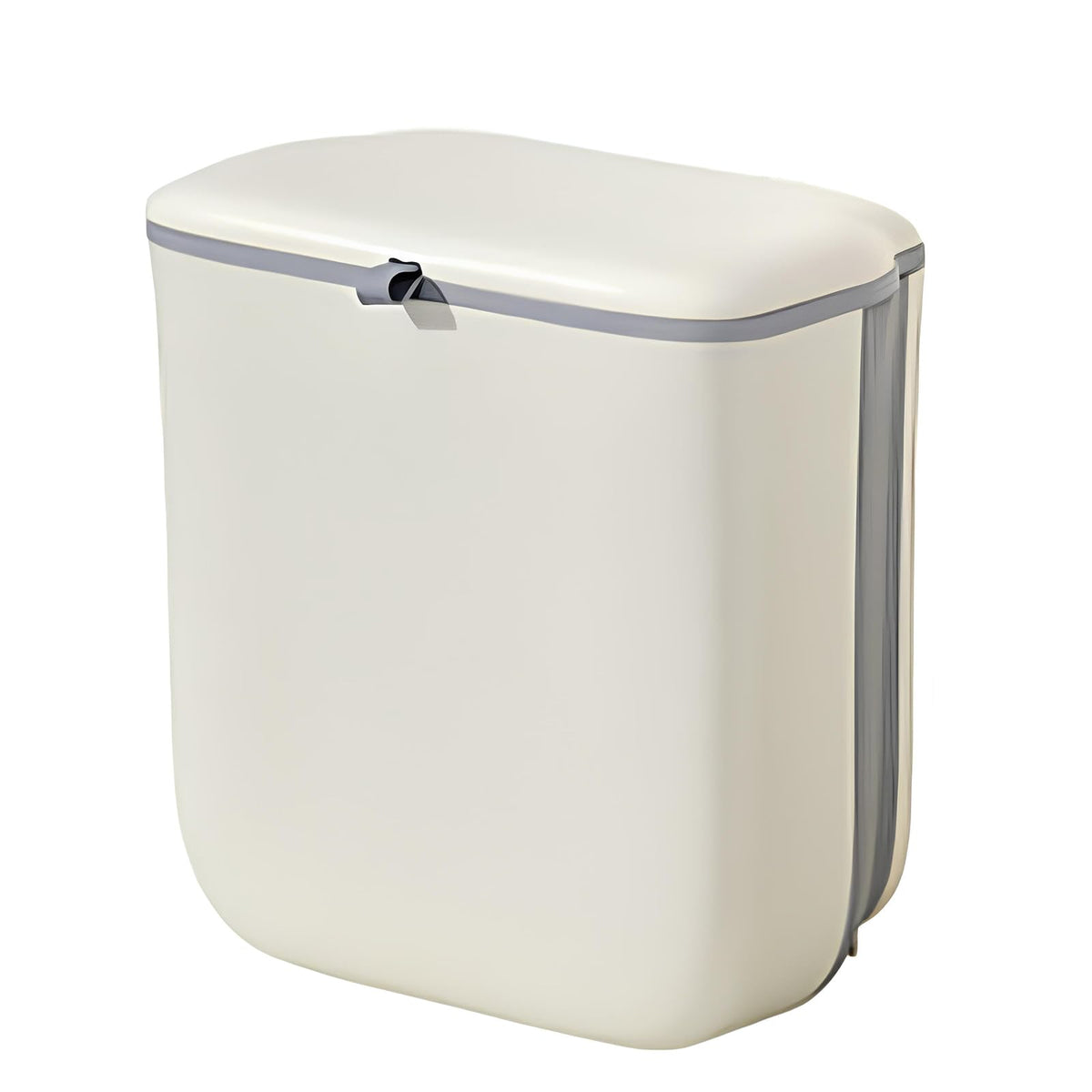 Tuwyii 9L Hanging Kitchen Bin with Lid, Camping Rubbish Bin (Off White)