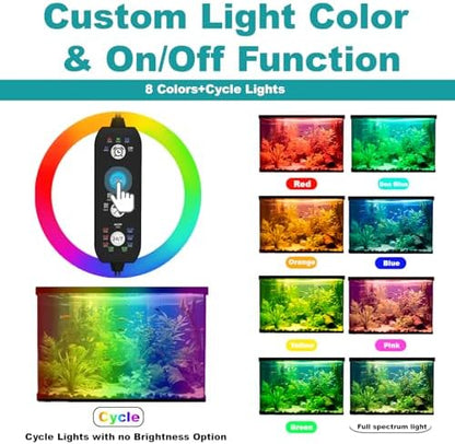 SEAOURA Submersible Aquarium Lights for Fish Tank, 24/7 Cycle Fish Tank Light with Timer, Full Spectrum+7 Single Colors, Auto On/Off, Adjustable Brightness, 16W (68cm)