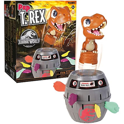TOMY Pop Up Trex Classic Children's Action Game, Family & Preschool Kids Game, Jurassic World Games, Action Game for Children 4, 5, 6, 7, 8 Year Old Boys & Girls & Adults