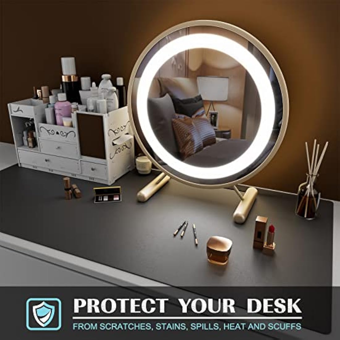 K KNODEL Large Office Leather Desk Mat, Mouse and Keyboard Pad, Computer and Laptop Mat, Desktop Protector and Cover, Writing Pad and Blotter (80x40cm, Dark Gray)