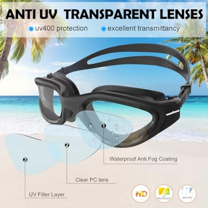 Adult Swimming Goggles,Polarized Open Water Goggles Swimming Anti Fog UV Protection No Leakage Clear Vision Easy to Adjust for Adults Men Women Teenagers
