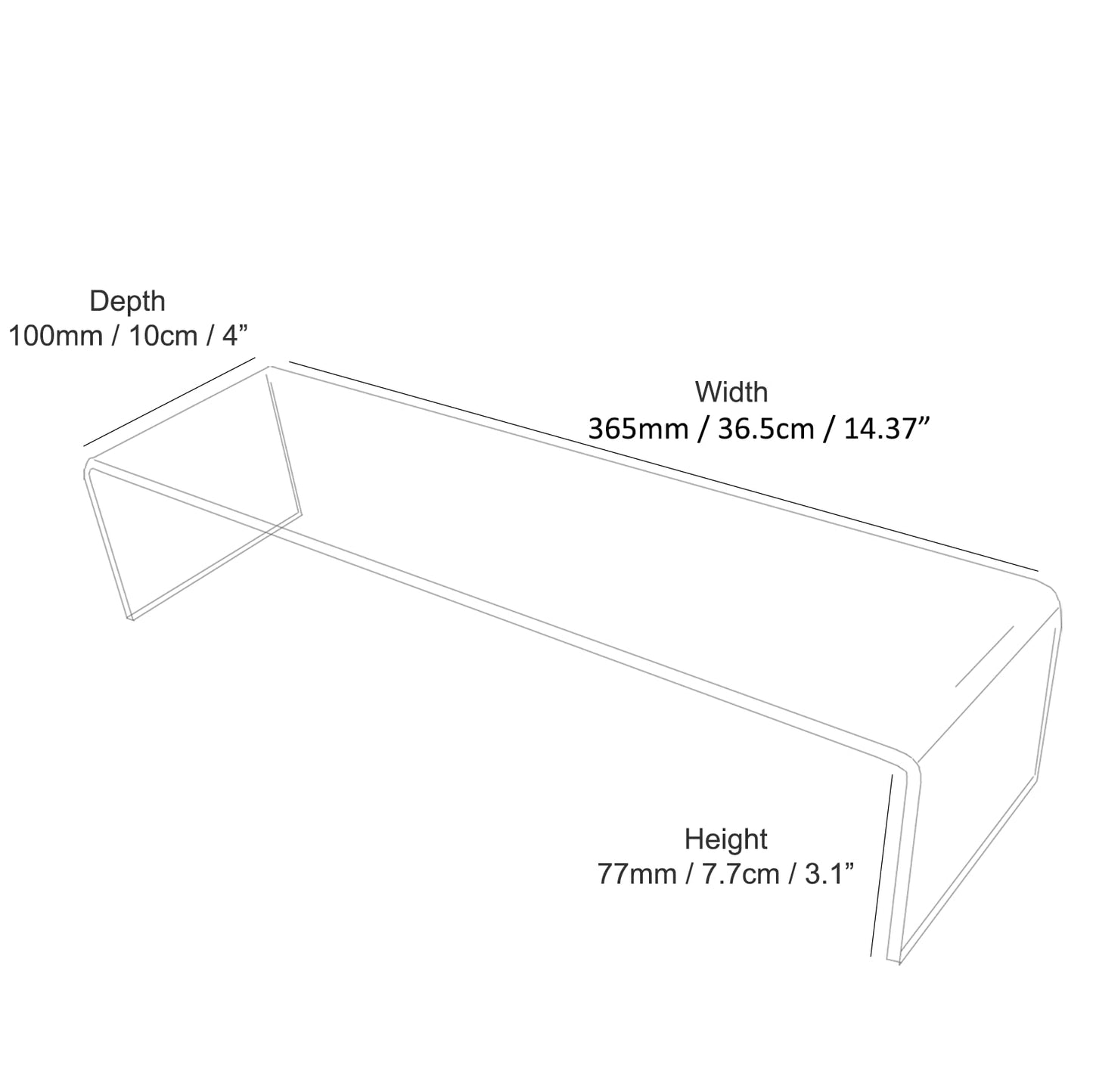 Acrylic Plinth Shelf Risers to Fit Ikea Detolf Cabinets Retail Shop Display 36x10x7.7cm (DS80) (White)