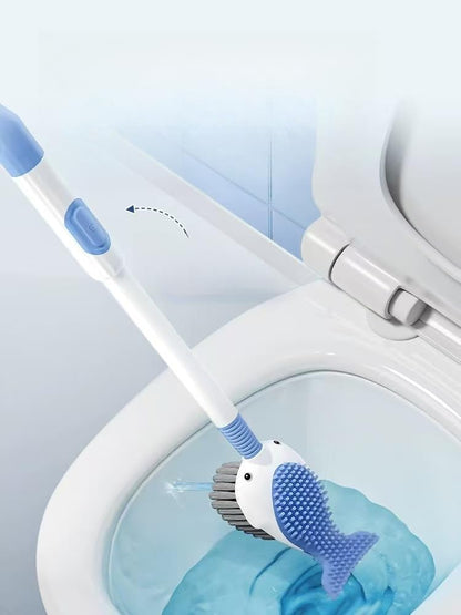 Silicone Toilet Brushes & Holders, Liquid filled toilet brush, 2-in-1 spray and brush, Suction Cup Base