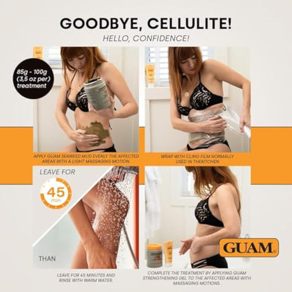 GUAM Seaweed Mud Stubborn & Deeply Rooted Anti Cellulite Treatment - 500g Antioxidant Hot Body Mask Cellulite Remover for Legs & Thighs - Skin Firming Cream to Reduce Imperfections & Boost Circulation