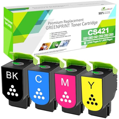 Compatible Toner Cartridges 4 Colors Set CS421 CS521 CS622 CX421 CX522 CX622 CX625 Standard Capacity for Lexmark Printers CS421dn CS521dn CS622de CX421adn CX522ade CX622ade CX625ade CX625adhe