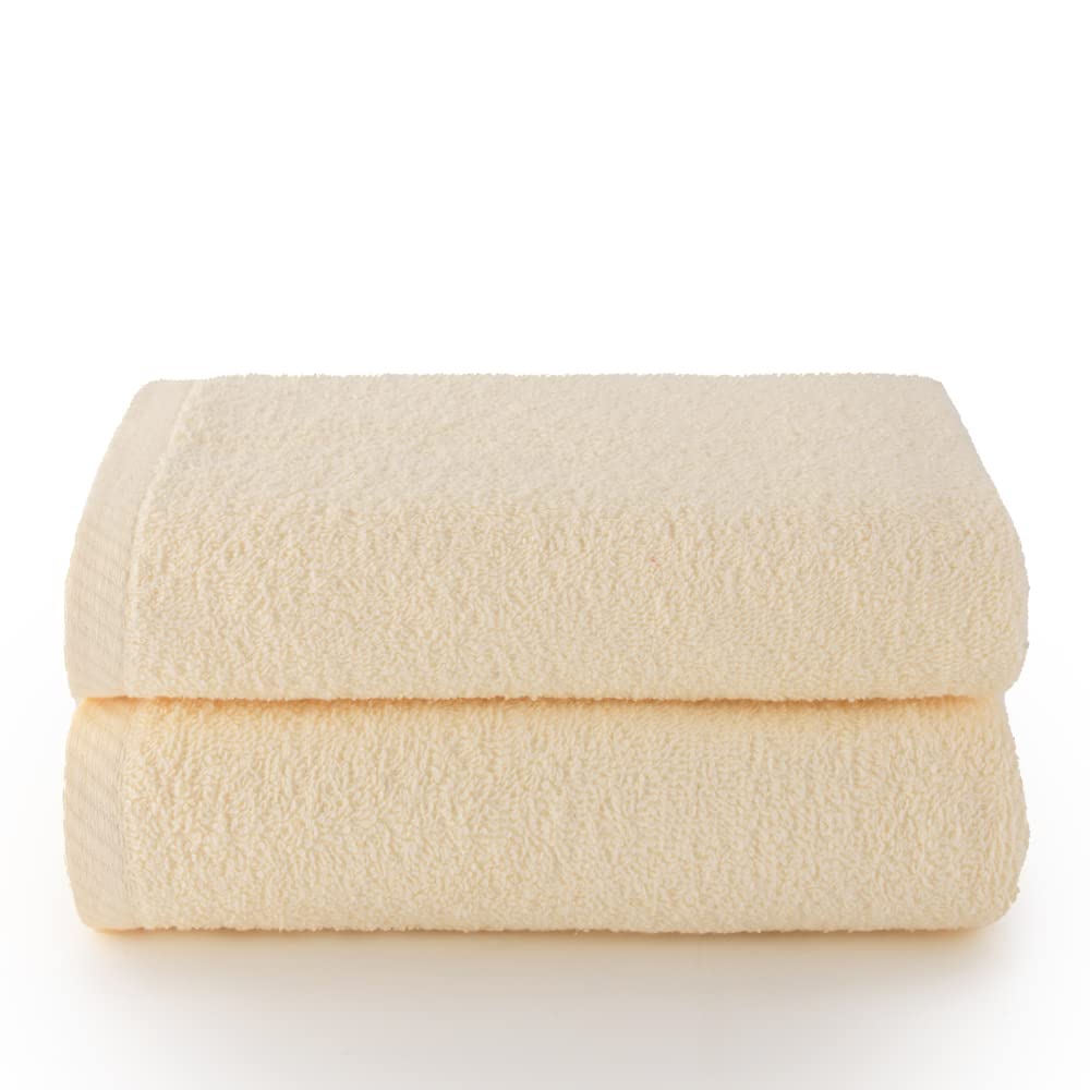 Top Towel - Plus - Large Bath Towels - Bathroom Towels - 2 Hand or Sink Towels - 50 x 100 cm - 100% Cotton - Natural