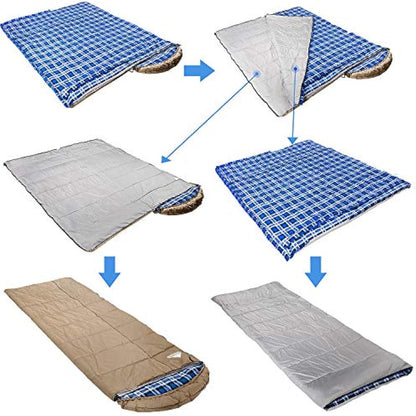 Winter 0 Degree Canvas Sleeping Bag for Fishing, Hunting, Traveling and Camping Particularly in Cold Winter Outdoor with Removable Flannel Liner and Free Compression Sack for Big and Tall Adults
