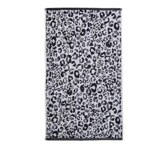 Fusion - Black Animal Print Bath Towel (70 x 130cm) - 100% Cotton - Cheetah/Leopard Paw Print - Safari Zoo Animal Towel
