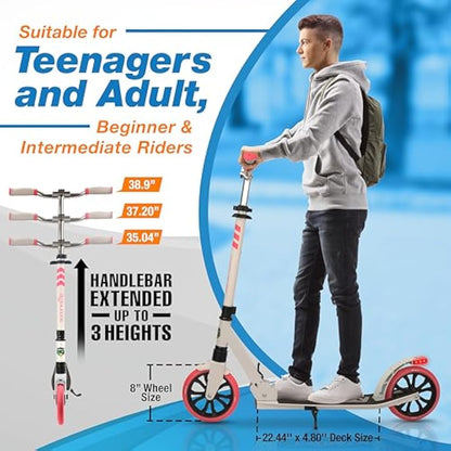 SereneLife, Kick Scooters, Scooter, Kids Scooters, Scooter for Kids Ages 8-12, Girls Scooter, Boys Scooter, Stunt Scooters for Teenagers 11-15, Folding Kick Scooter, Adult Scooters with Big Wheels